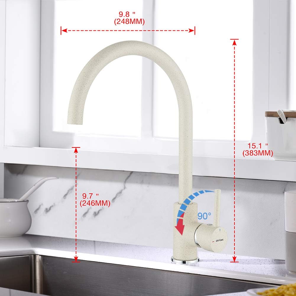 Irismart Küchenarmatur mit drehbarem Auslauf, Beige