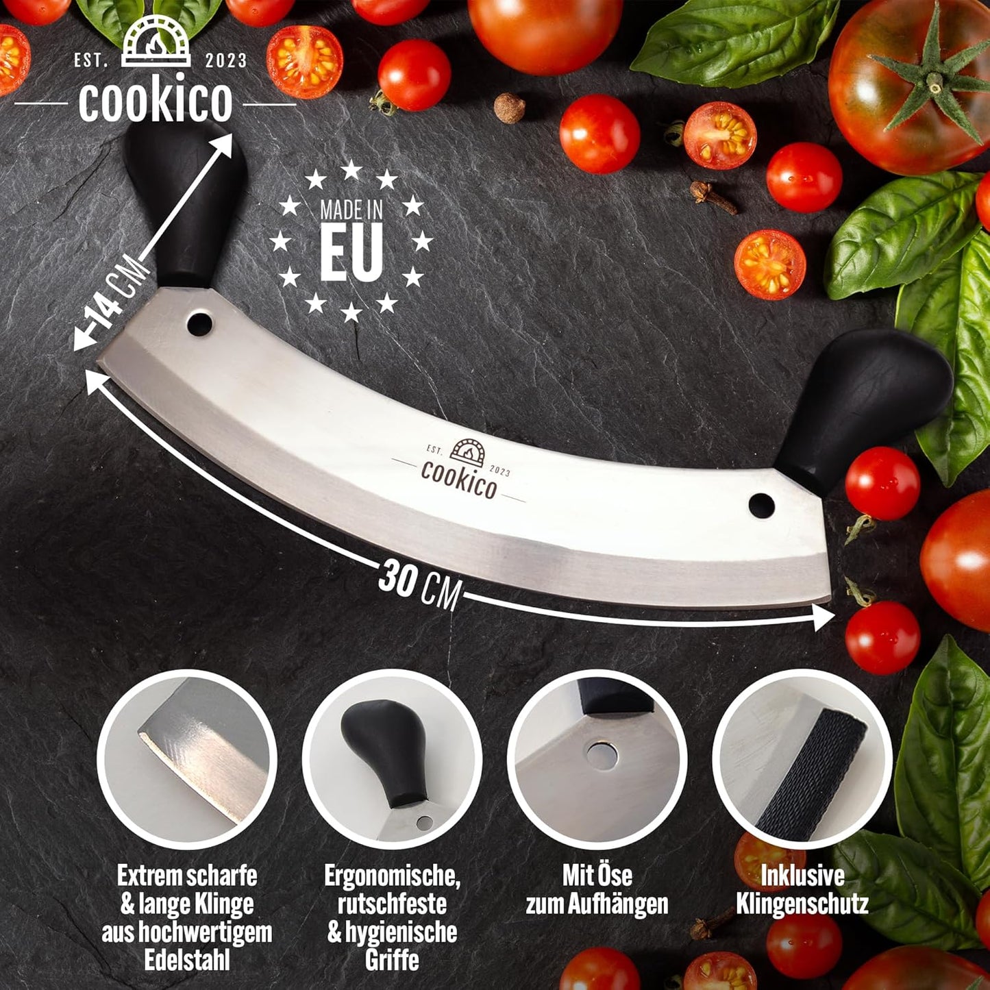 Pizzaschneider mit ergonomischen Handgriffen & Klingenschutz