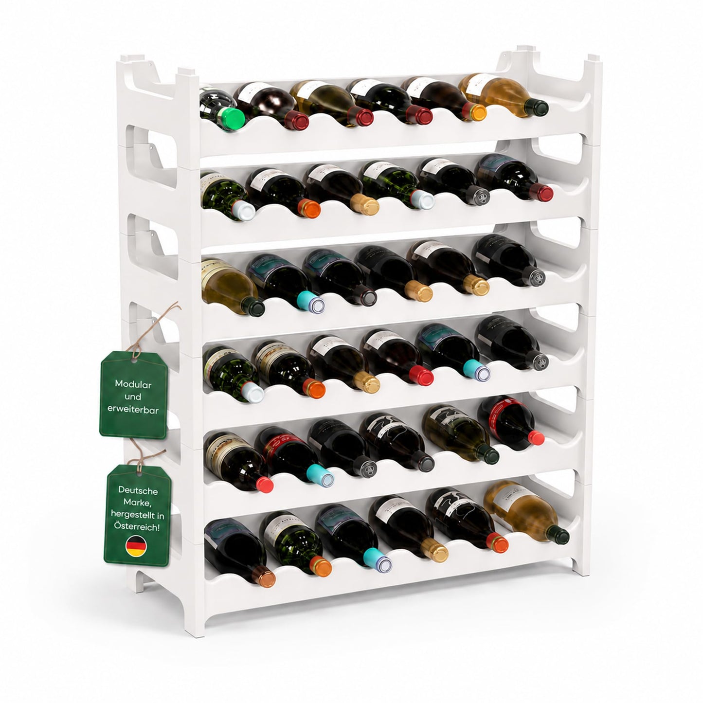 Modulares Weinregal, Weiss 36 Flaschen