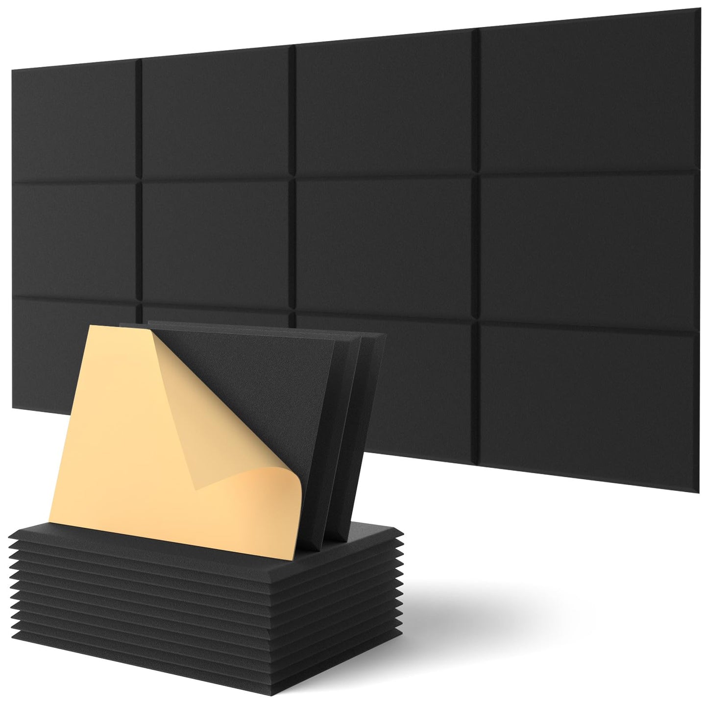 Selbstklebende Akustikplatten, Rechteckig 40×30 cm Schwarz