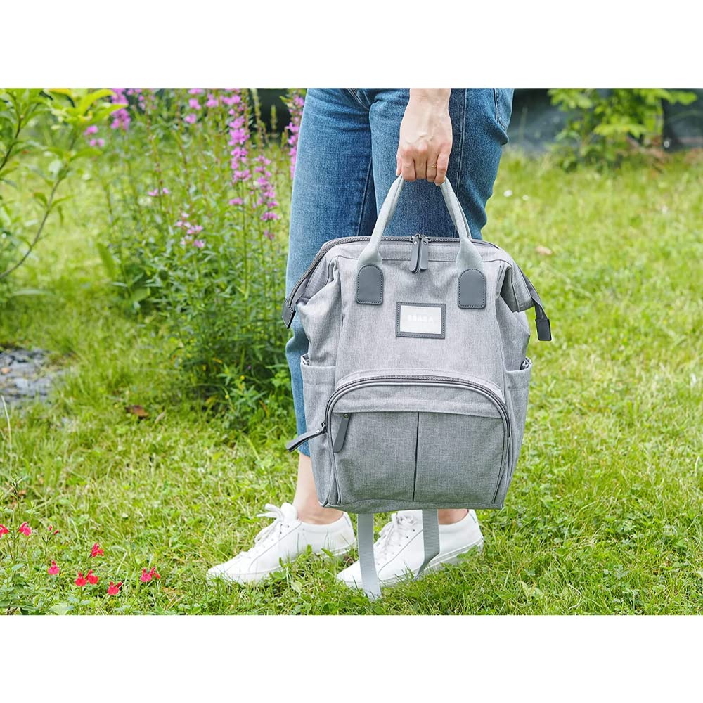 Wickelrucksack für Babys mit Wickelunterlage, Graumeliert
