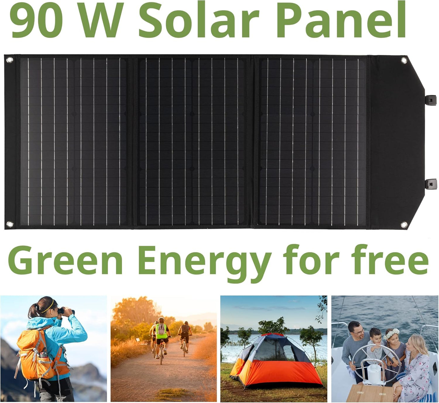 Solar Ladegerät 90W mit USB- und DC-Anschlüssen, Bresser Solar Ladegerät 90W Single
