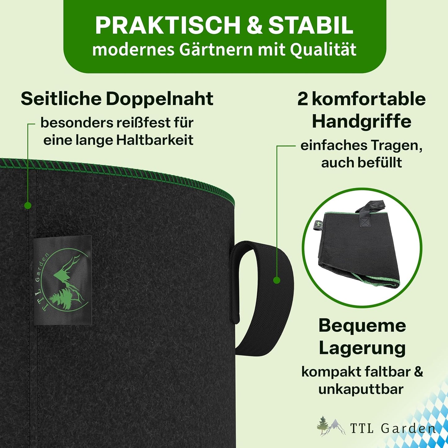 4er-Set Pflanzsack für Garten & Balkon, 60 Liter Hochbeet 4