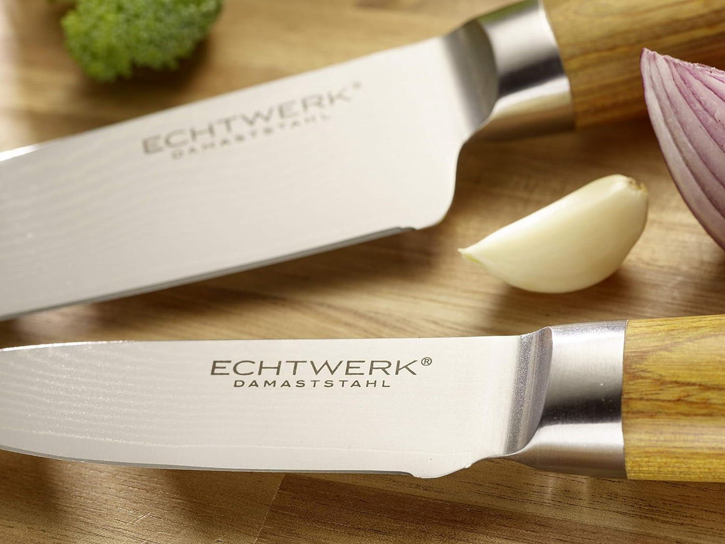 2er Set Santokumesser, Heller Griff