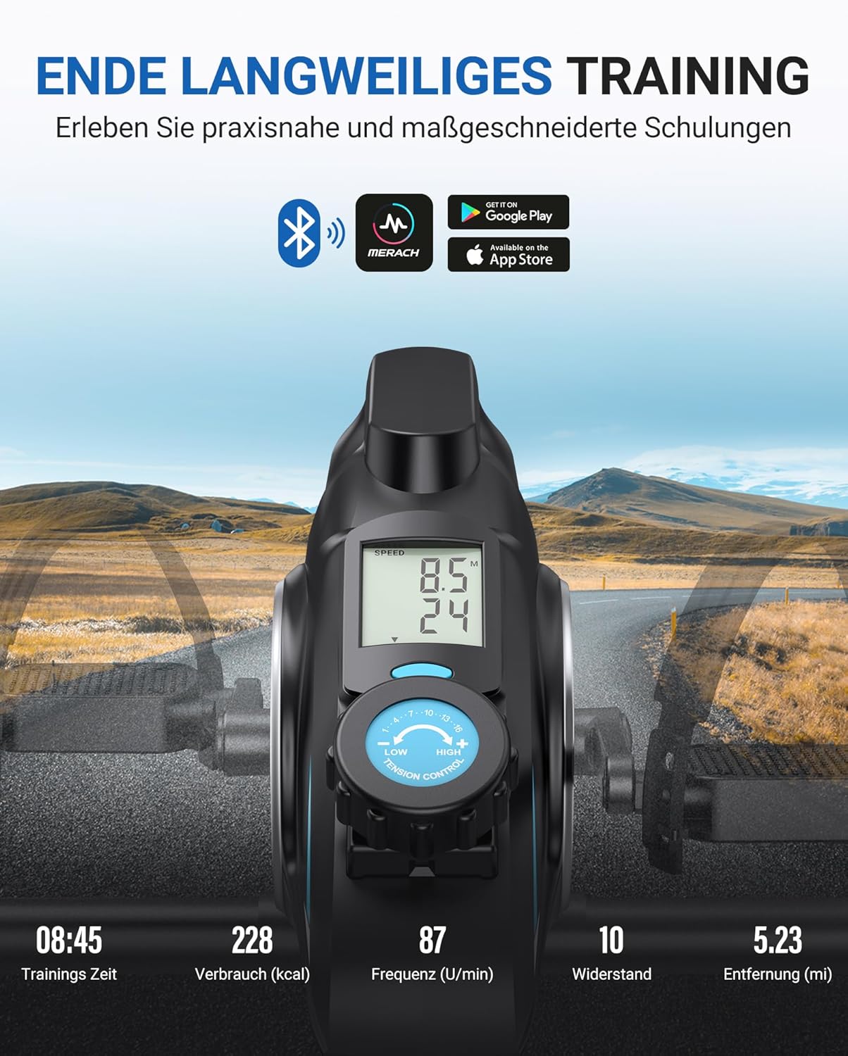 Pedaltrainer mit Widerstandsbändern und Matte, S04B1