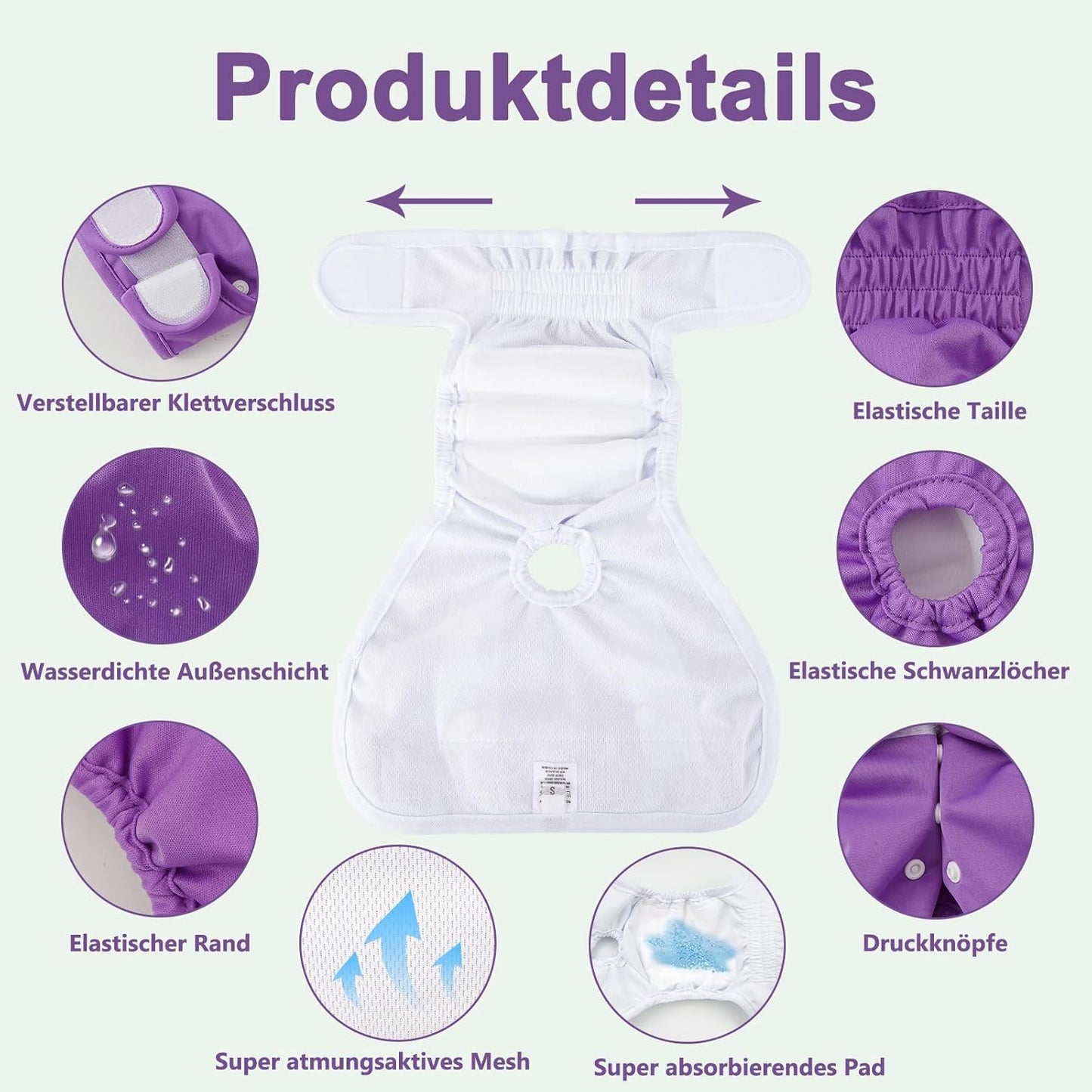Läufigkeitshosen-Set für Hündinnen, Purple XS