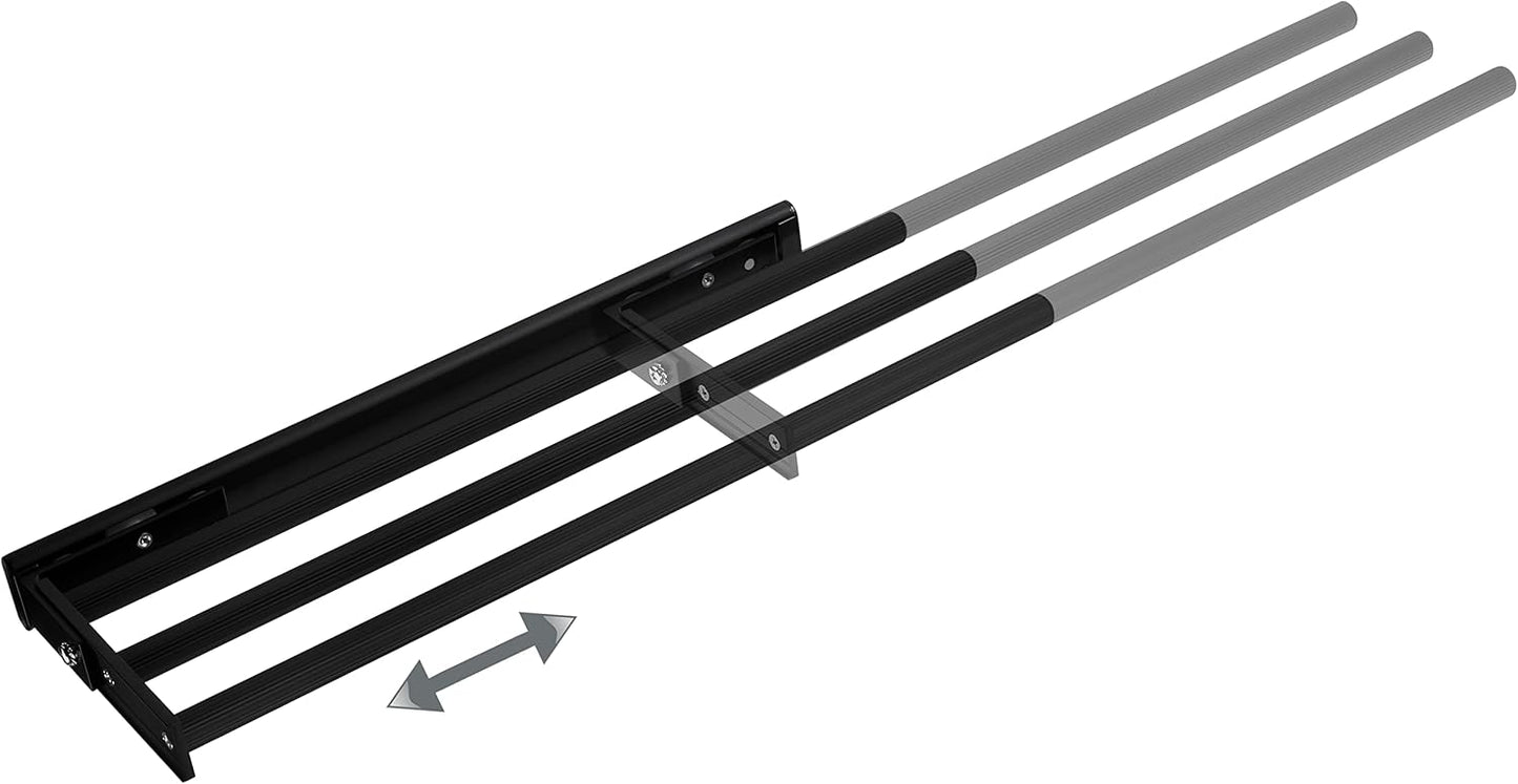 Teleskop-Handtuchstange, Schwarz Matt 3-armig 450 - 730 mm