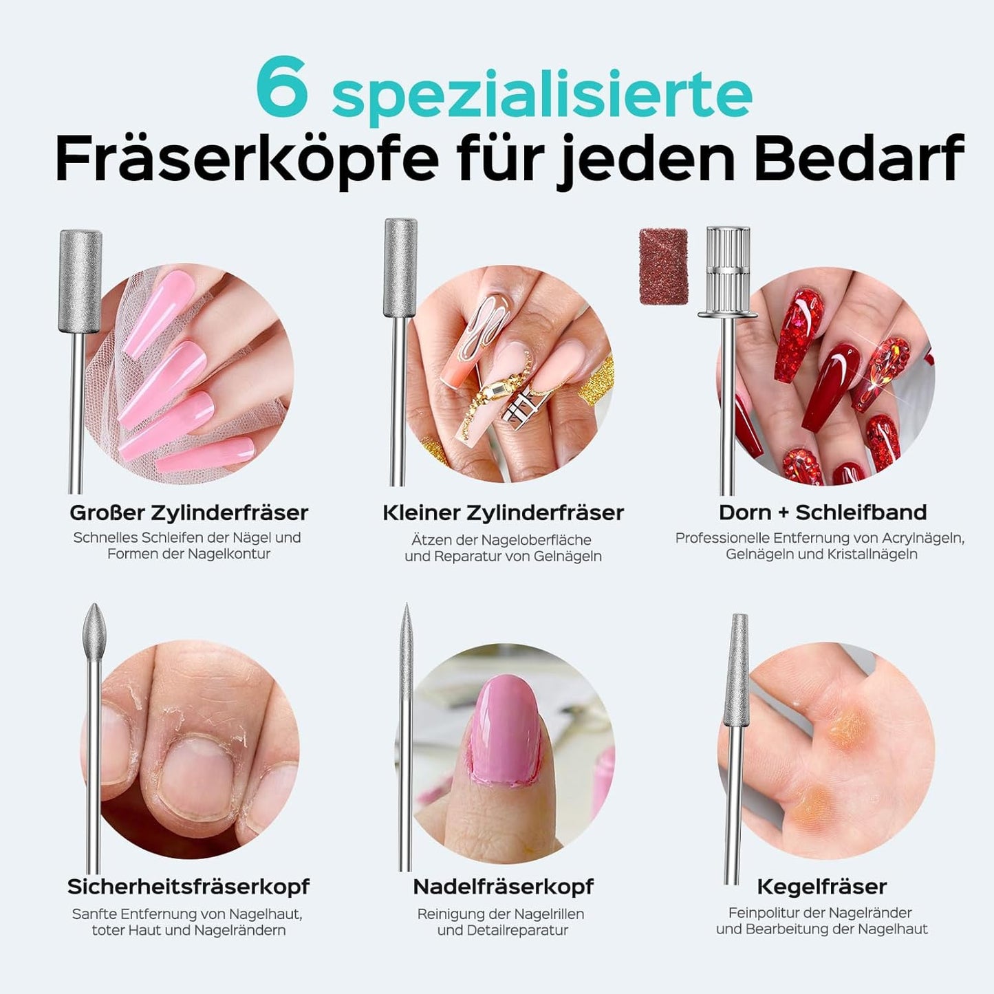 Elektrische Nagelfräse mit LED-Display, Grau