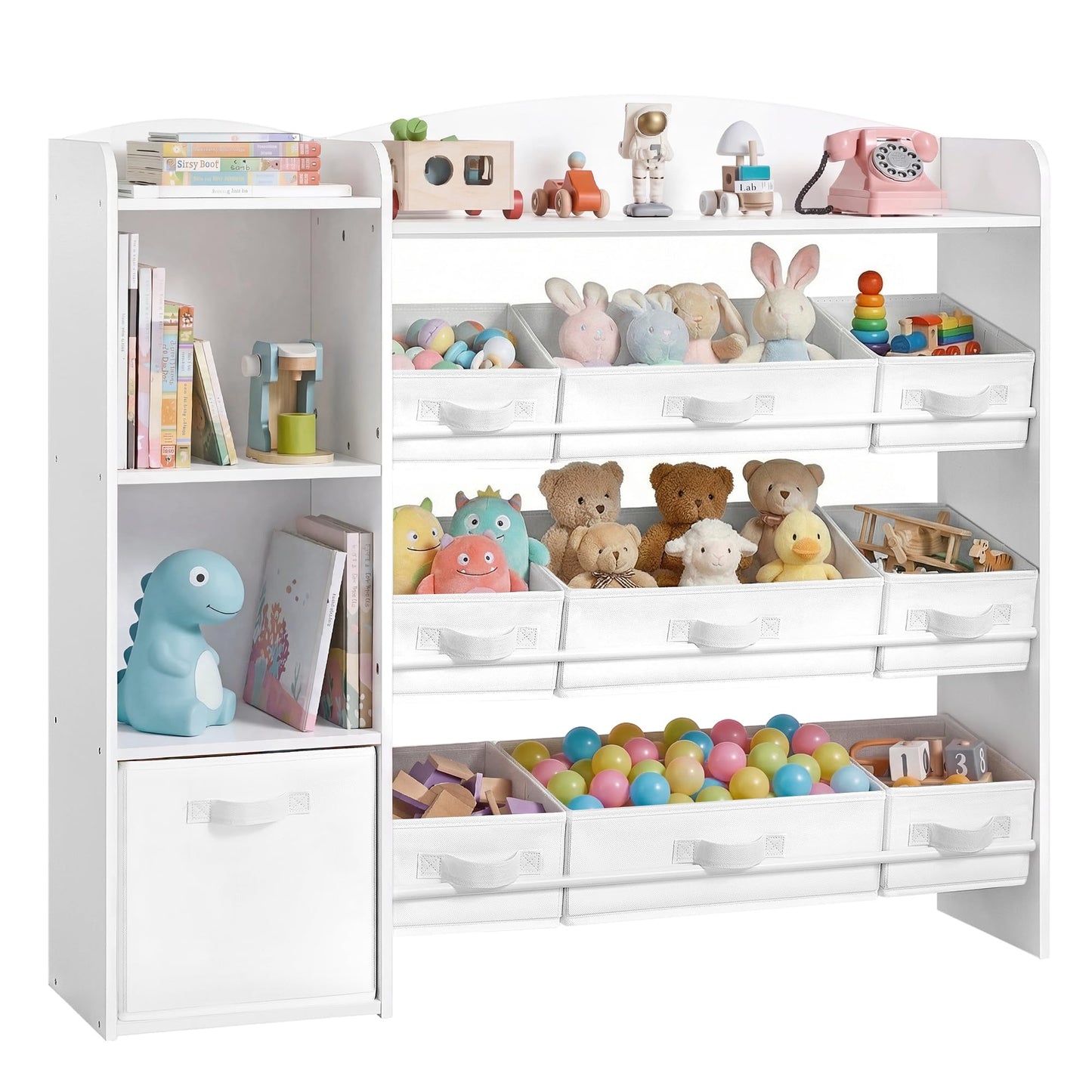 Kinder-Spielzeugregal mit Aufbewahrungsboxen (10-teilig), 2 Spalte (113W cm)