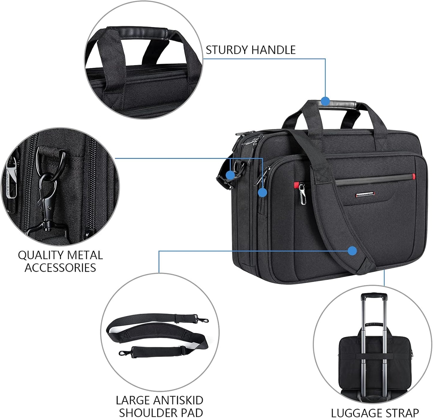 Erweiterbare Laptoptasche bis 17,3 Zoll