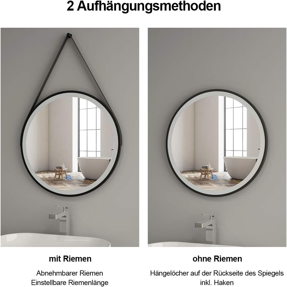 Runder LED-Badezimmerspiegel, 60cm Touchschalter