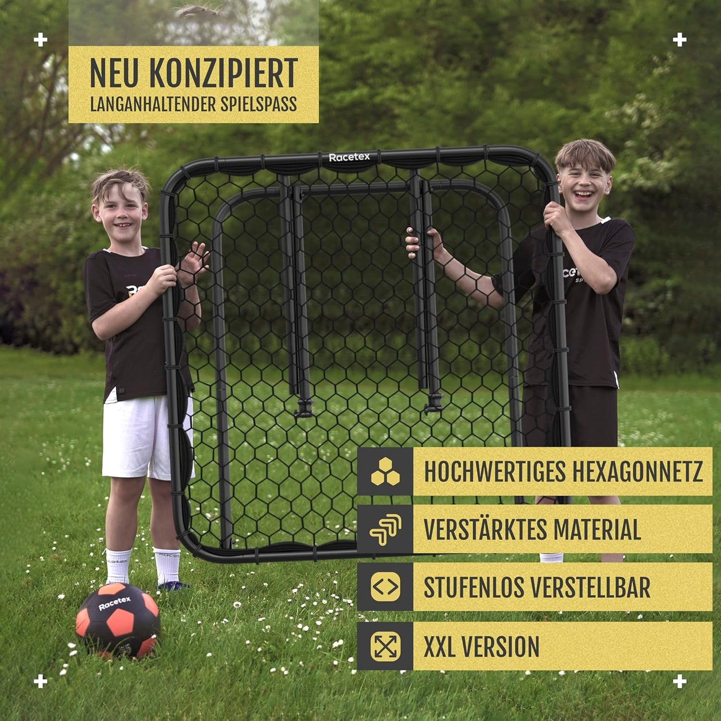 Rebounder für Fussballtraining 125cm x 125 cm, Schwarz