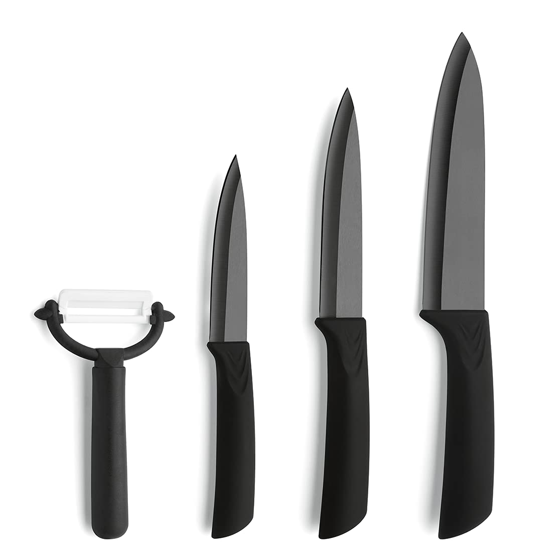 Keramik Küchenmesser-Set, Vierteilig, schwarz