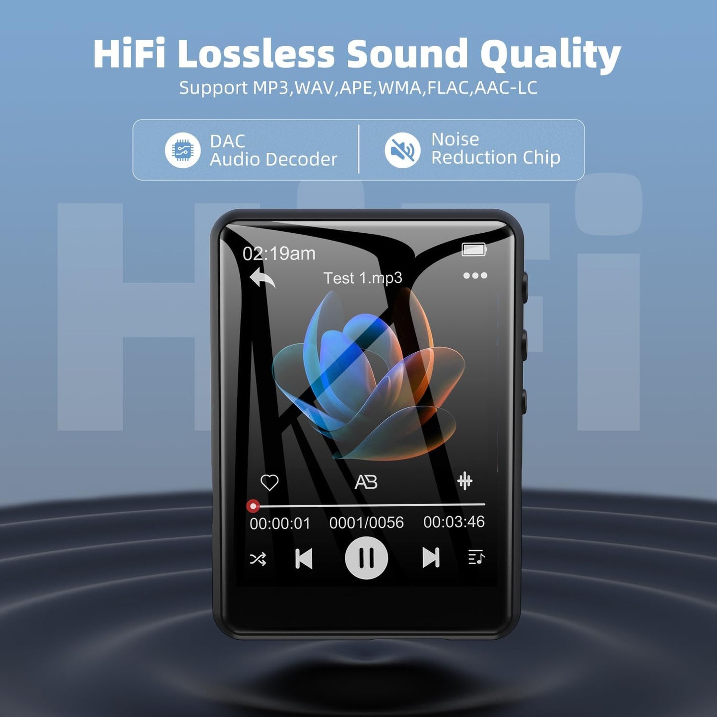 Tragbarer MP3-Player mit Bluetooth und Touchscreen, Space Schwarz