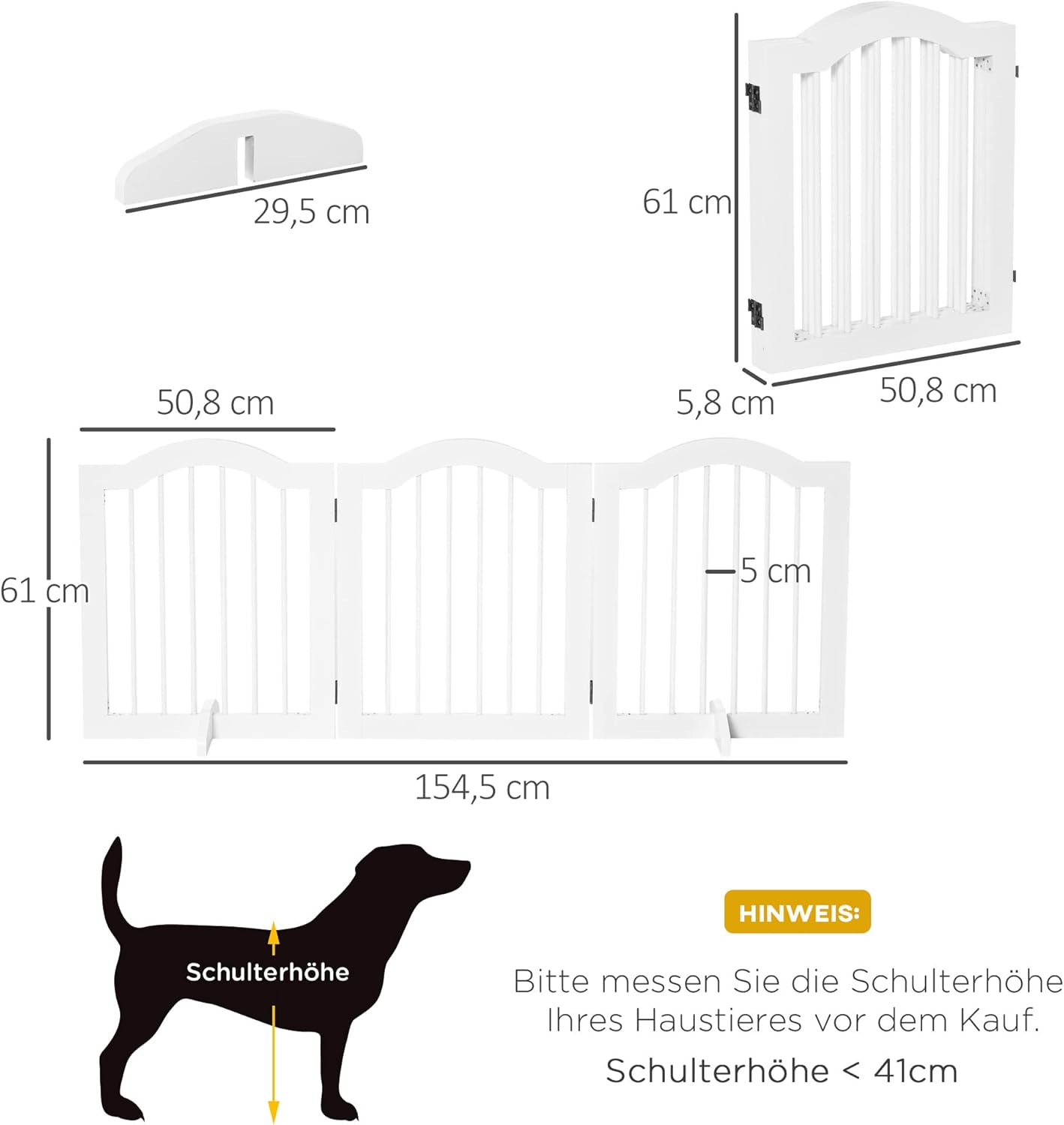 D06-048V01WT, 154,5L x 29,5B x 61H cm, Weiss
