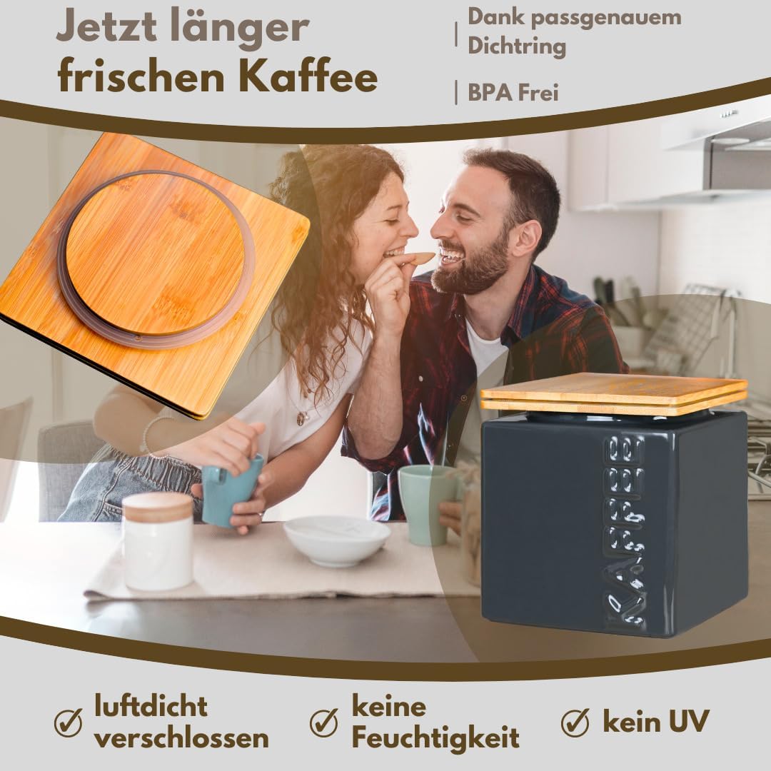 Kaffeedose luftdicht, stapelbar, 500g, Kaffee Anthrazit