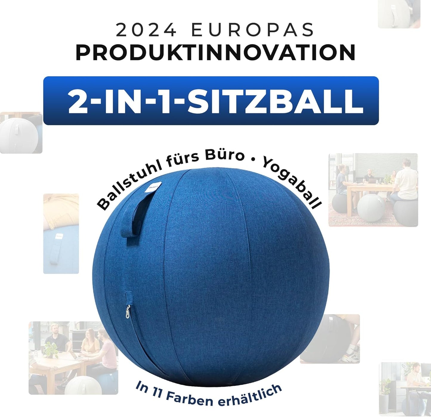 Ergonomischer Sitzball mit waschbarem Bezug, 55 cm Dark Blue