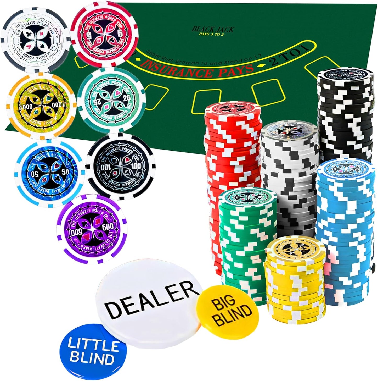 Pokerkoffer Set mit 500 Chips und Zubehör