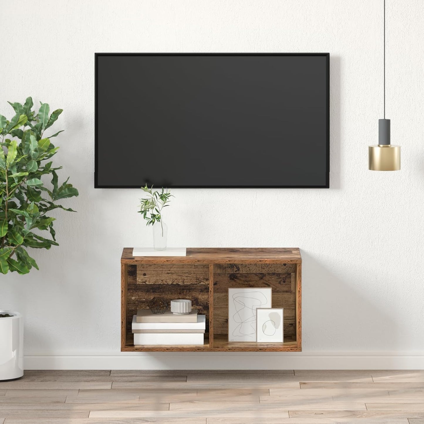 Wandmontierter TV-Schrank, 72 cm Altholz