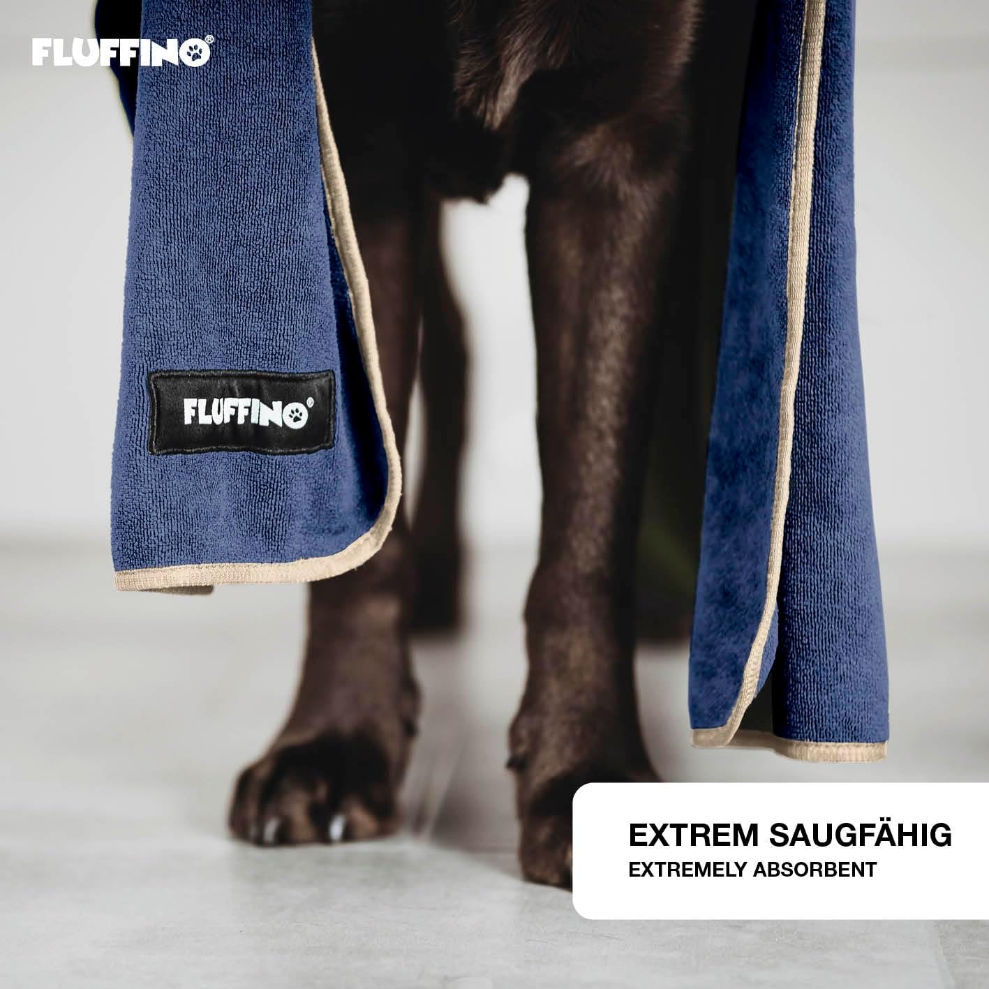 2er-Set Hundehandtuch, Beige & Dunkelblau L | 2 Stück