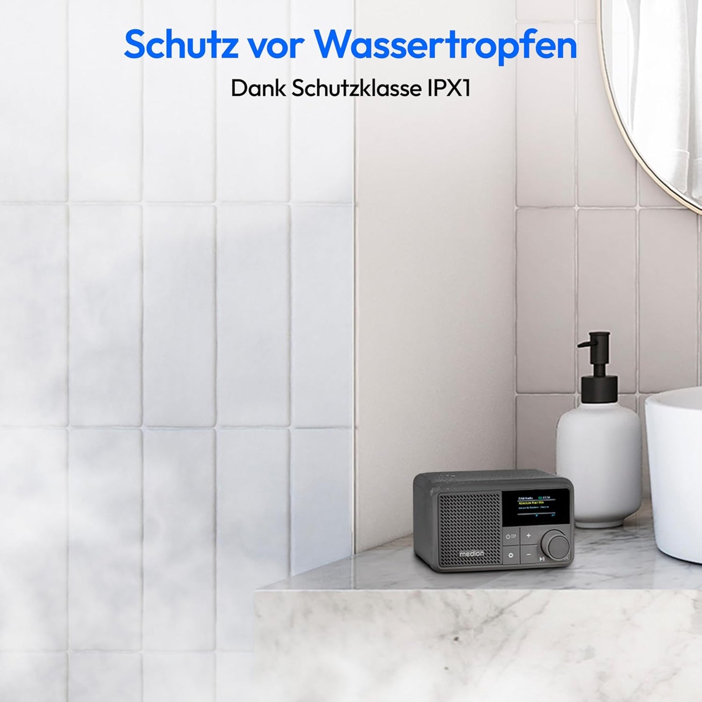 Tragbares Mini DAB+ Radio mit Bluetooth, grau