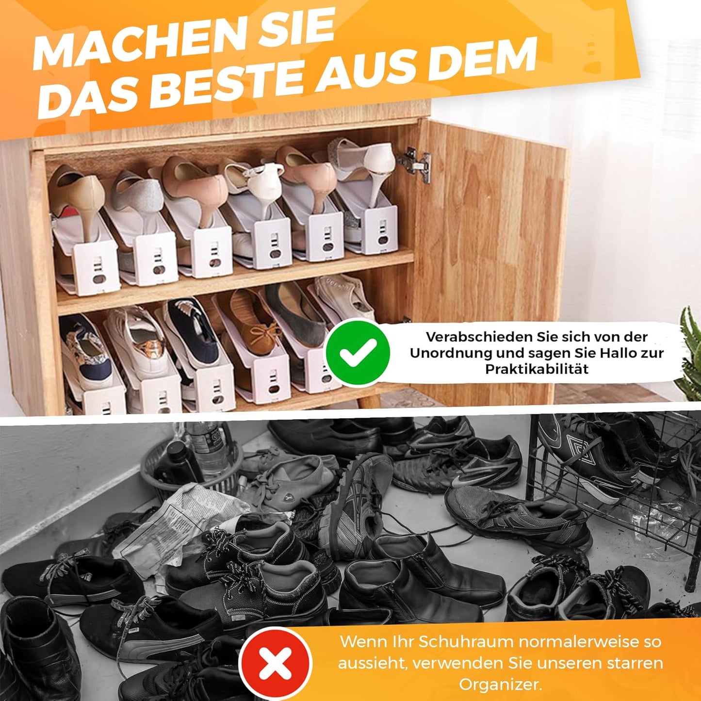 12er-Set Stapelbare Schuhorganizer, Weiß 12 Spielsteine