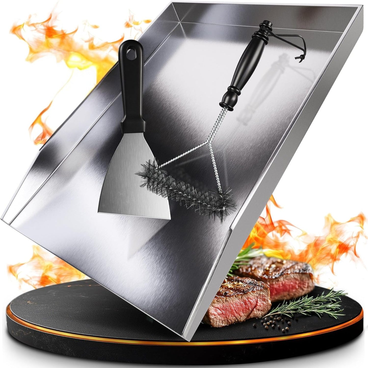 Plancha Grill Platte + Zubehör, 30 x 20 cm