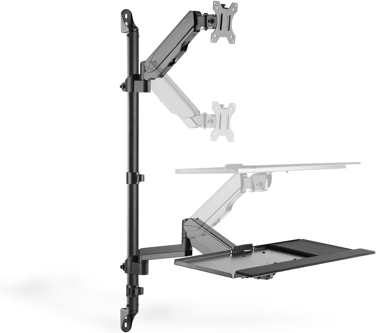 PC- und Monitorhalterung mit Tastaturablage, Halterung mit Tastaturablage Max.: 8 kg | VESA: 75x75 bis 100x100 Schwarz
