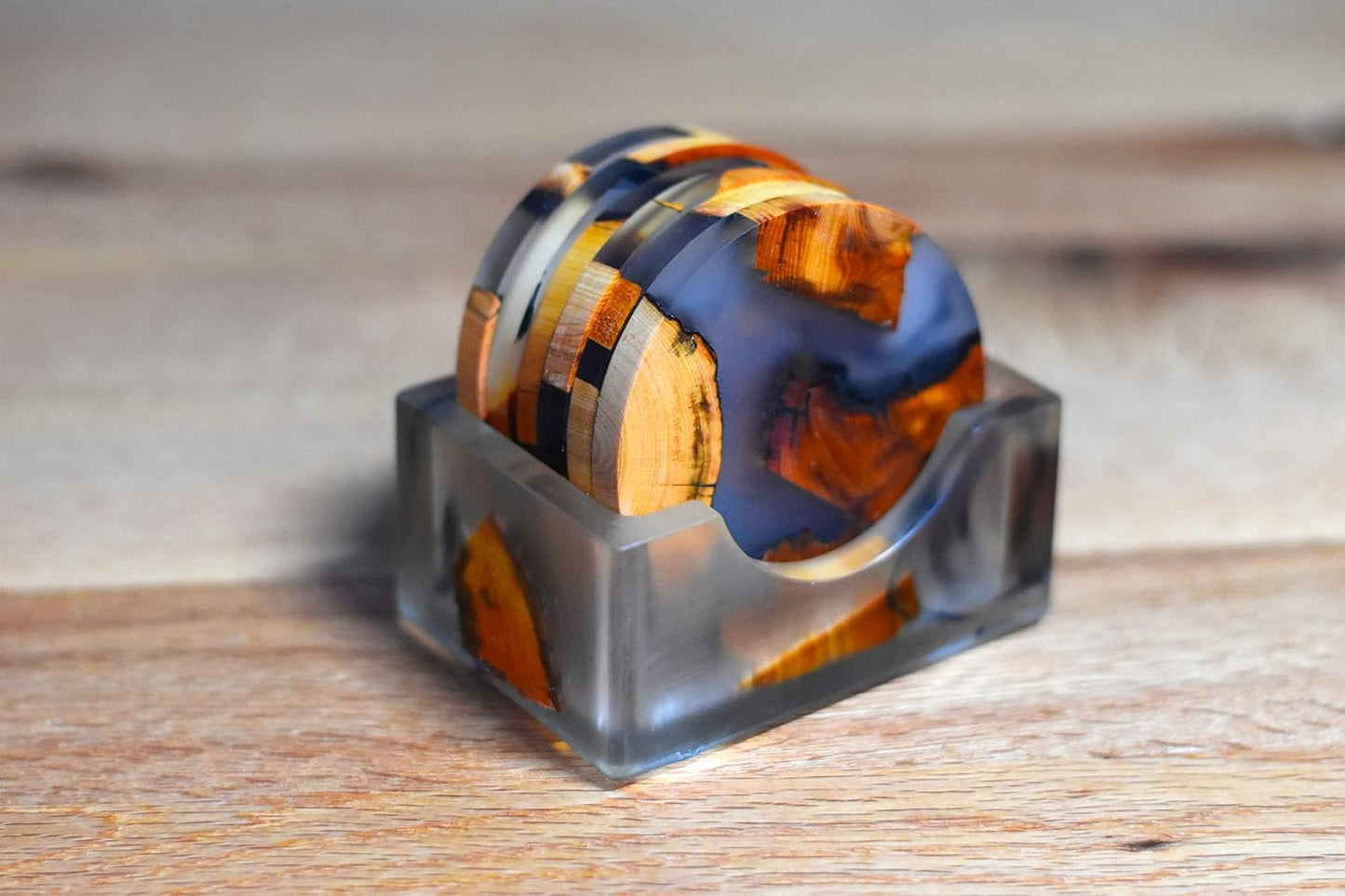 Runde Untersetzer-Set mit Halter, Rund Matt Ø8.0 x 0.7 cm