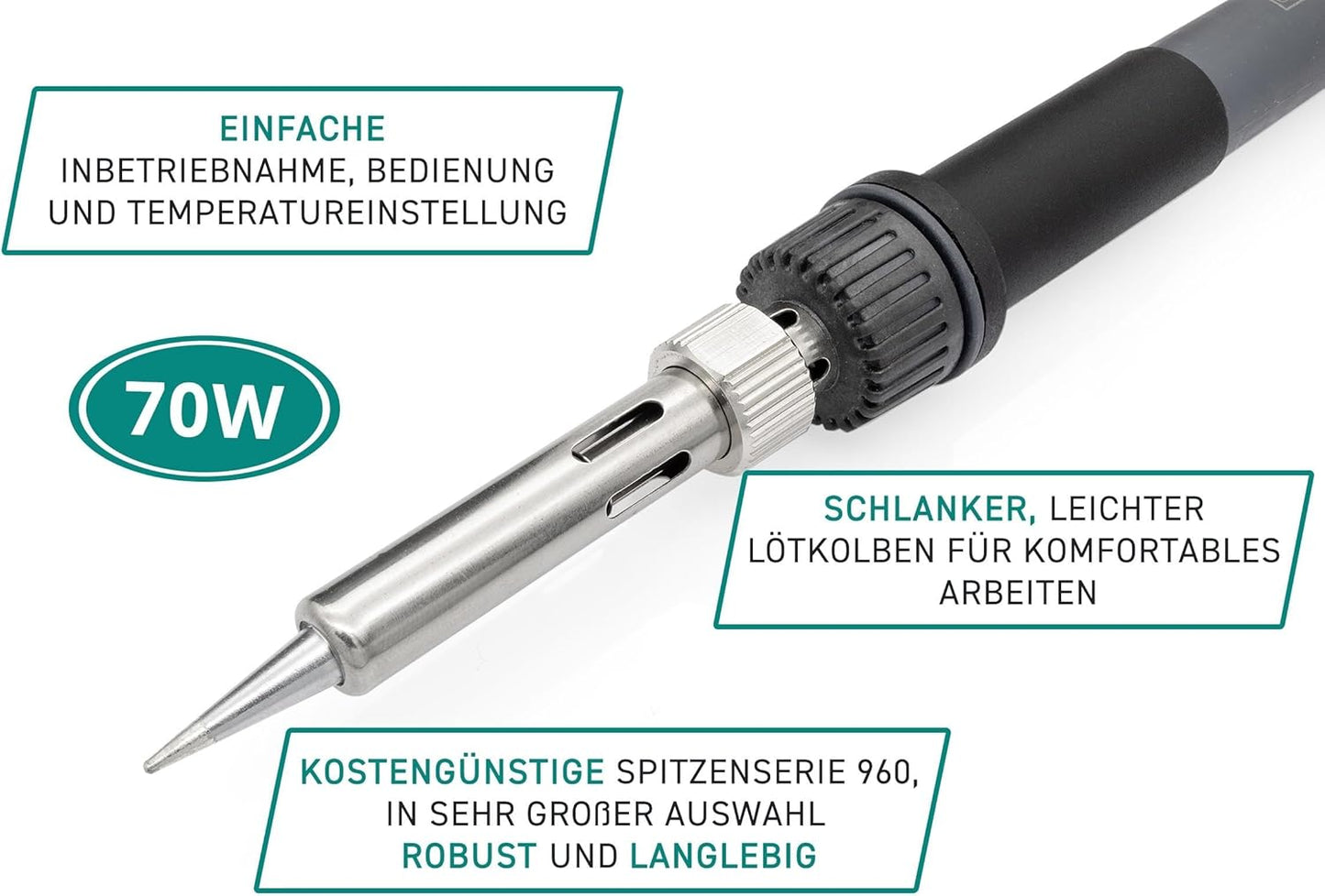 Digitale Handlötstation 969B+, QUICK 969B+ digital 70W Mit Zubehör-set