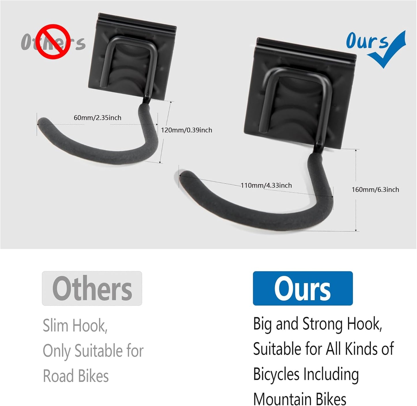 Fahrrad-Wandhalterung für 4 Räder + Helme, 4 Fahrräde -20Zoll - 2 Schienen+3 Helmhaken