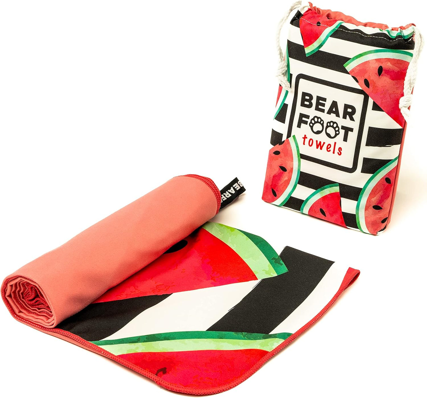 XXL-Mikrofaser-Strandtuch mit Tasche, 160x80cm Watermelon/Wassermelon