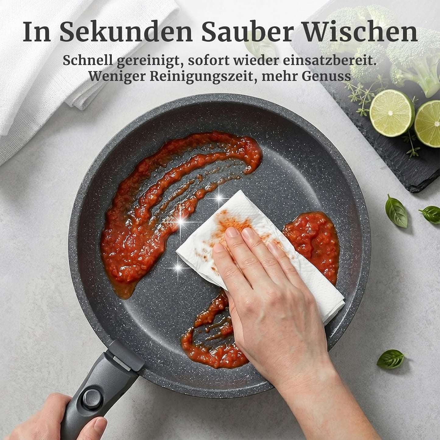 21-teiliges Kochgeschirrset mit abnehmbaren Griffen, Grau
