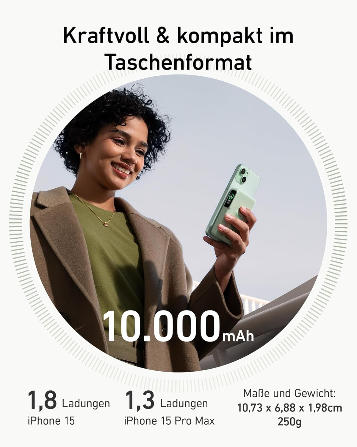 MagGo Power Bank mit 15W MagSafe-Ladegerät, Grün