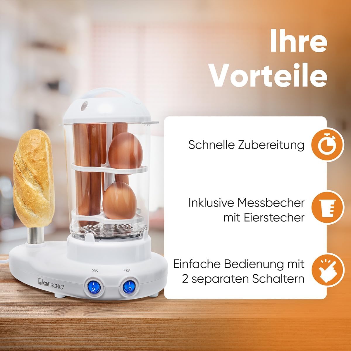 2in1 Hot Dog Maker & Eierkocher Set, Single