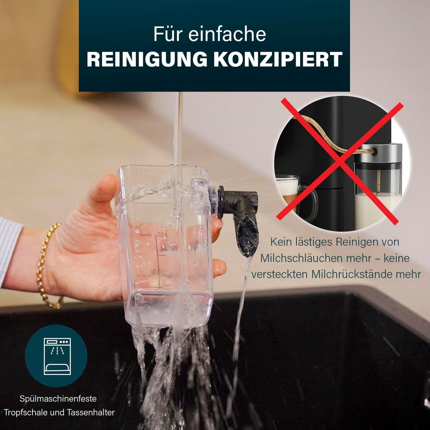 Kapselmaschine mit Milchsystem, Mit automatischem Milchsystem