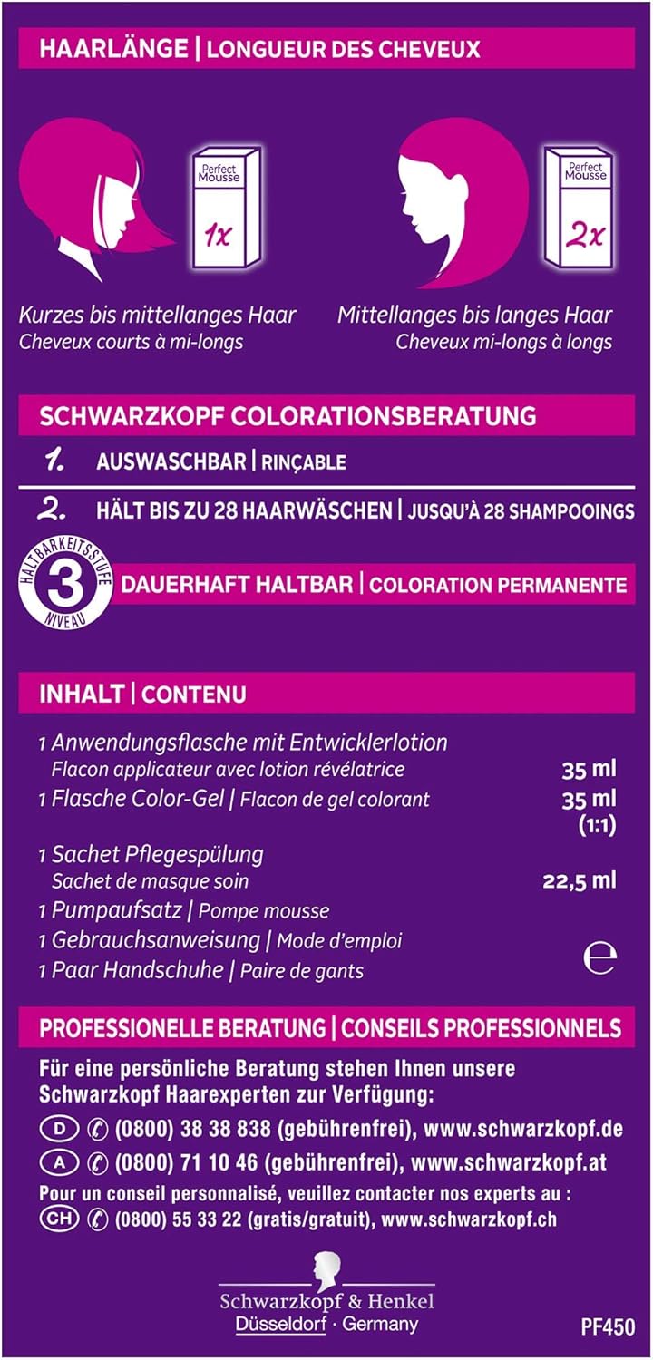 Permanente Schaumcoloration, 3er-Pack, Schwarz,Braun 1 stück (3er Pack)