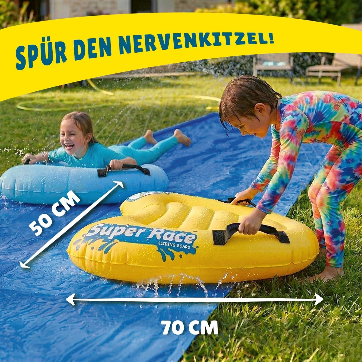 2 Stk. Slipn’Slide Wasserrutschmatten mit Bodyboards, Wasserrutschen x2 + Bodyboards + Seife x1