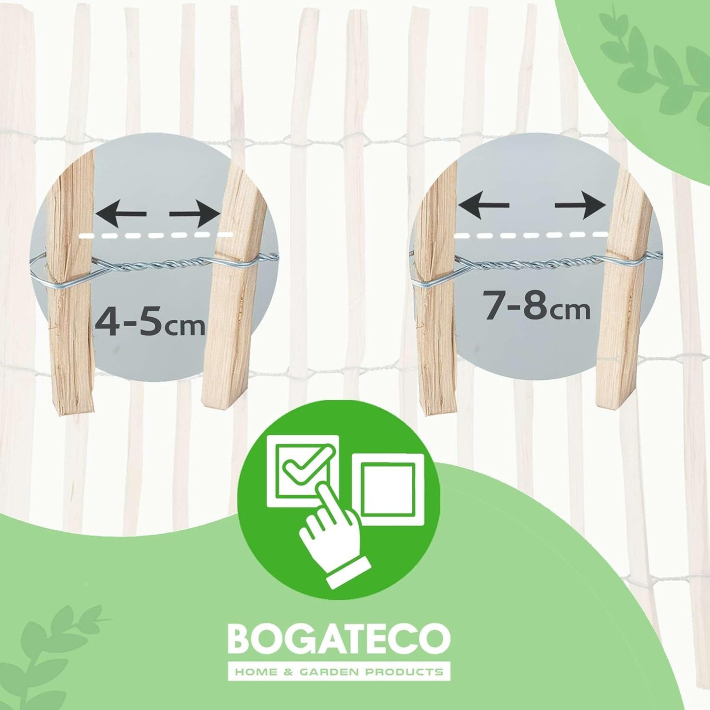 Holz-Staketenzaun 50x500 cm, 50 CM Hoch 4 - 5 Cm