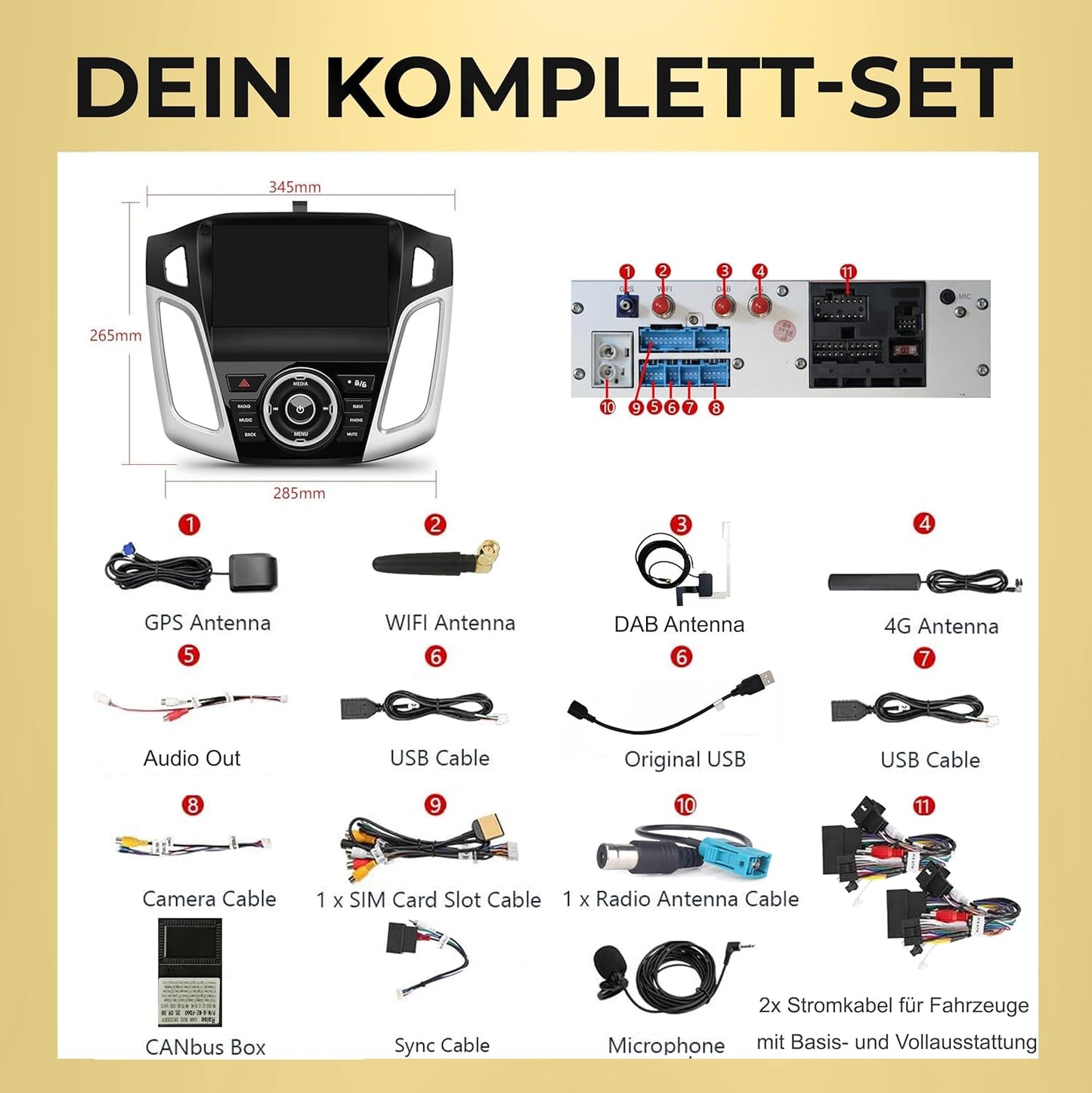 AF9-L2 Android Autoradio mit Navigation für Ford Focus 2012-2019, AF9-L2