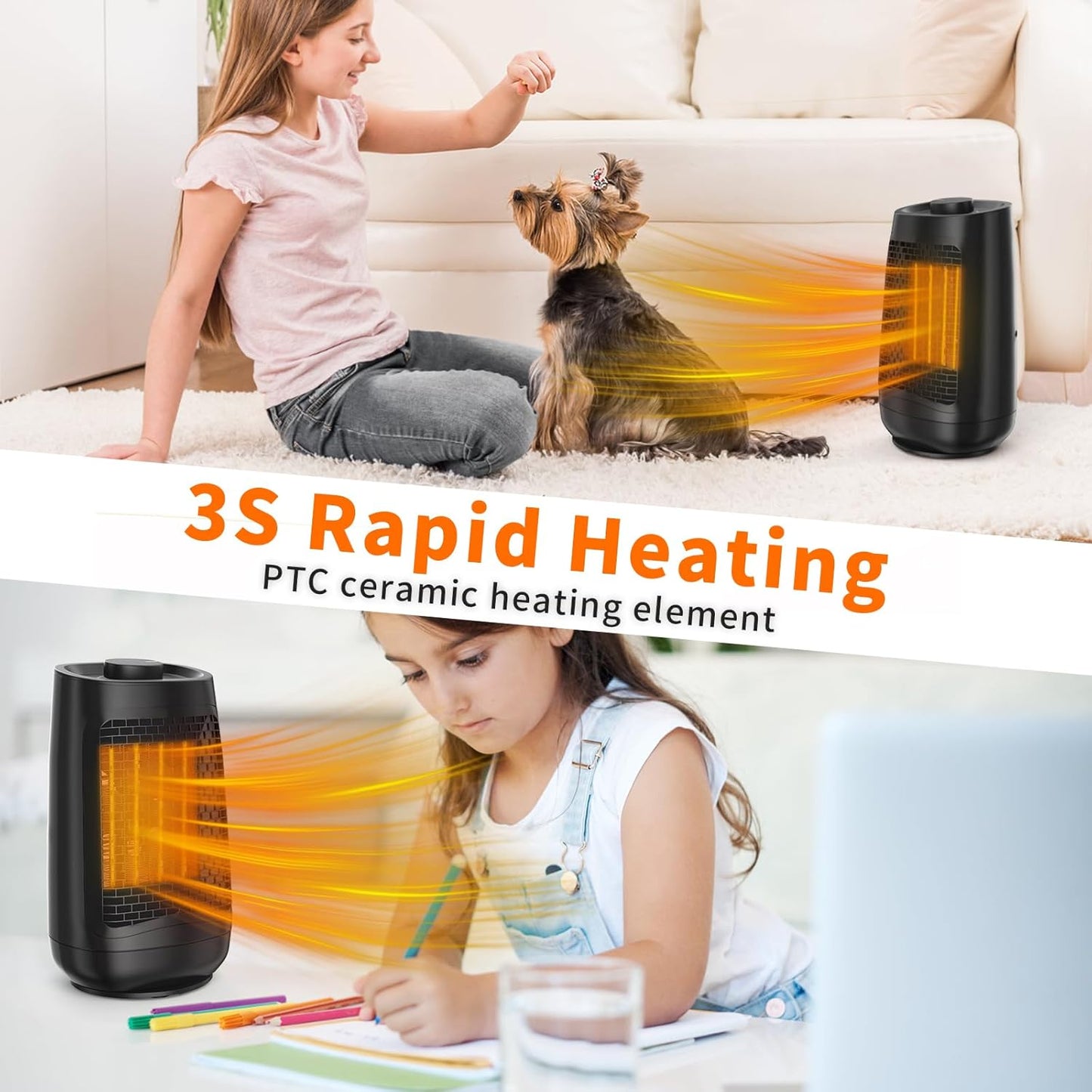 Heizlüfter mit Thermostat und Schwenkfunktion, X-Large Gelb