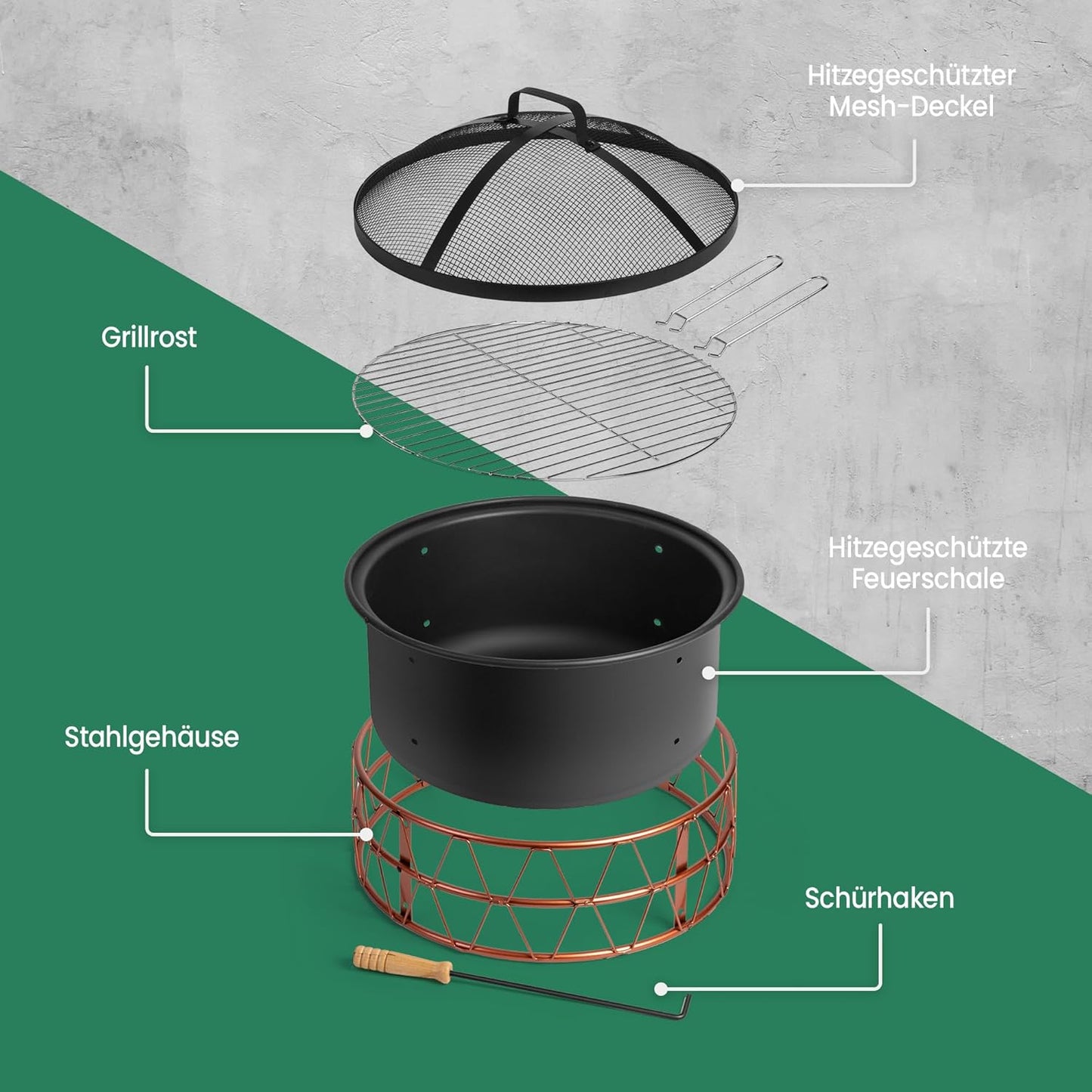 2in1 Feuerschale mit Funkenschutz