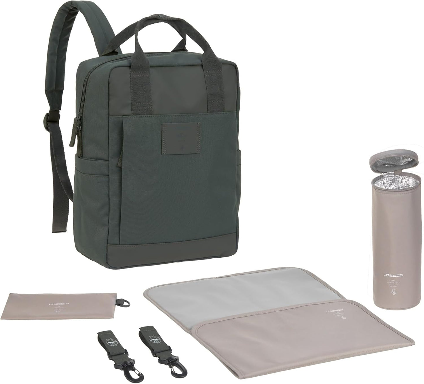 Baby Wickelrucksack mit Wickelunterlage, Dark Olive