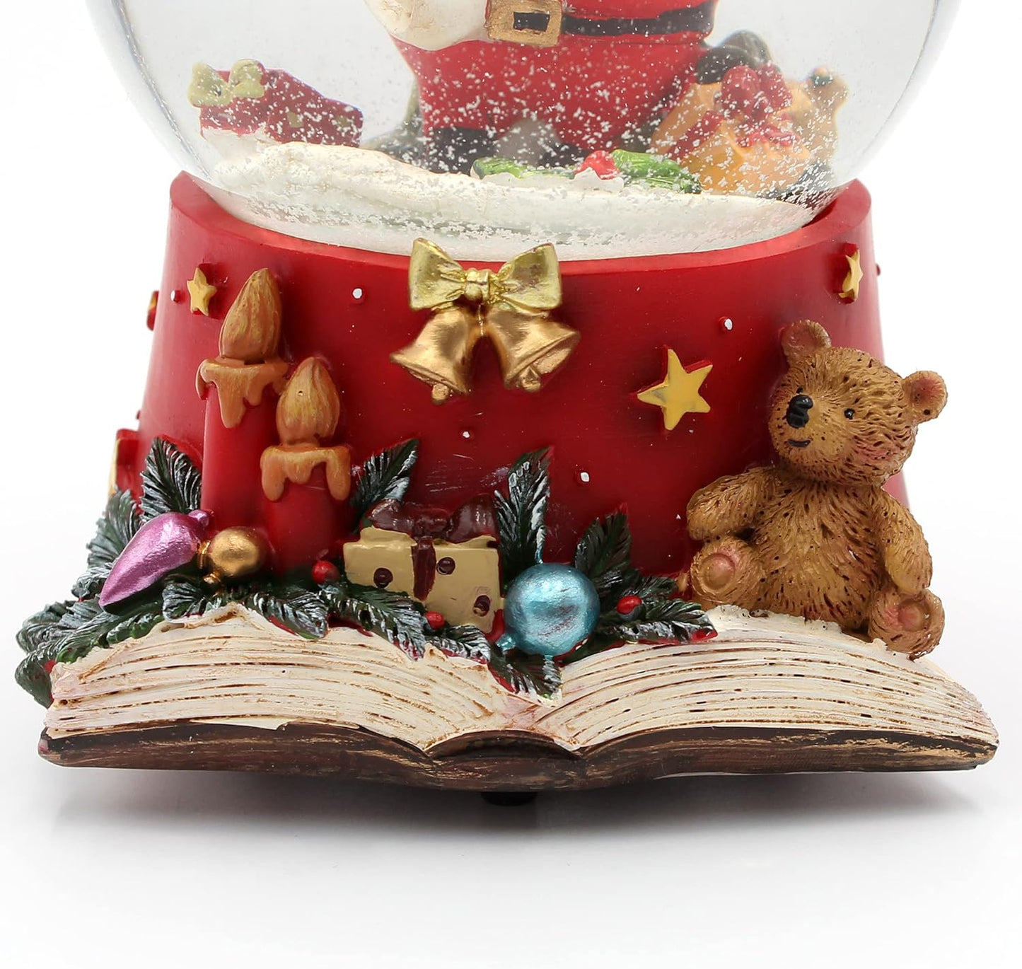 Schneekugel "Weihnachtsmann mit Feder und Wunschzettel", Wm-feder
