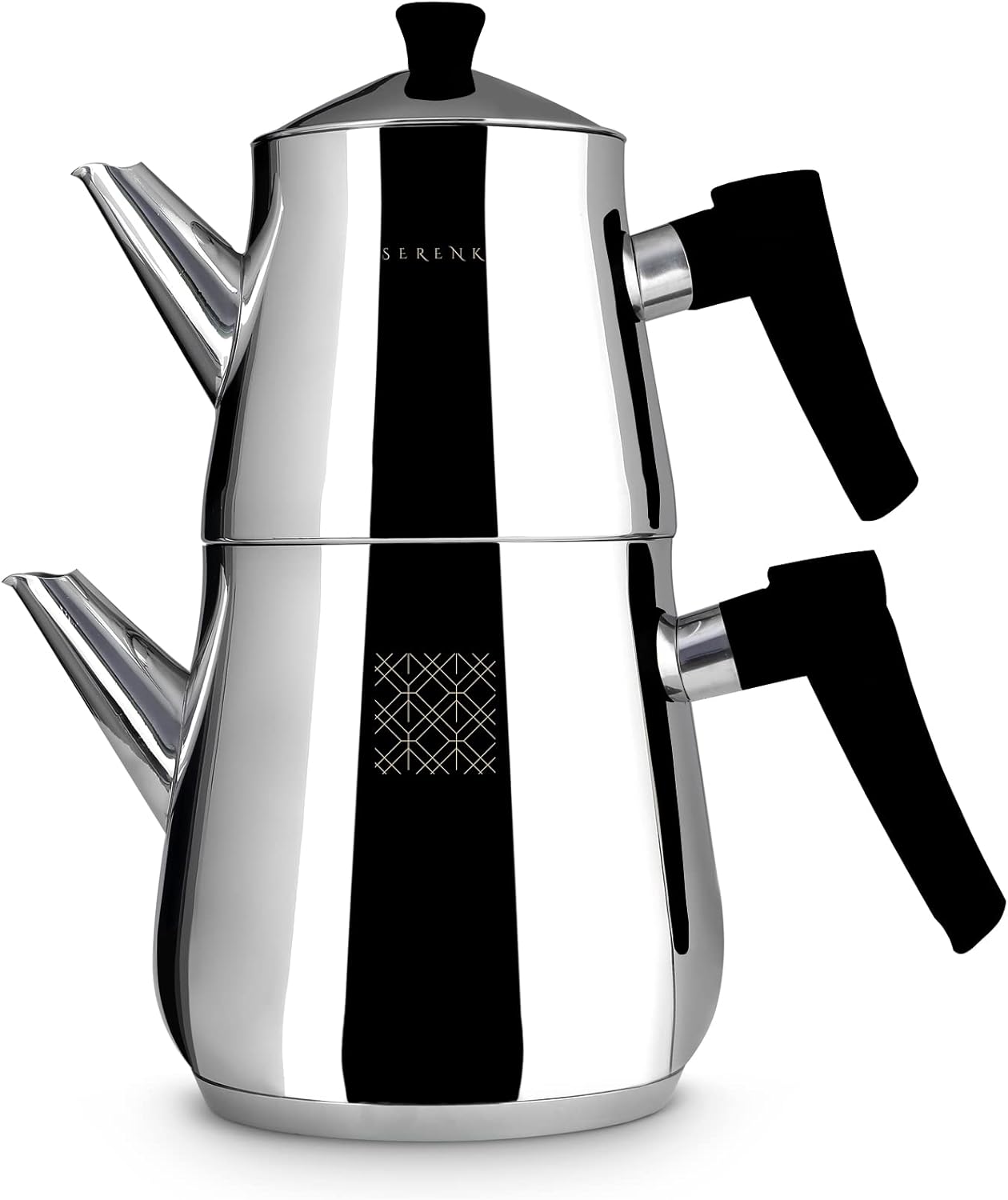 Doppelstöckiges Teekannen-Set, Silber/Schwarz