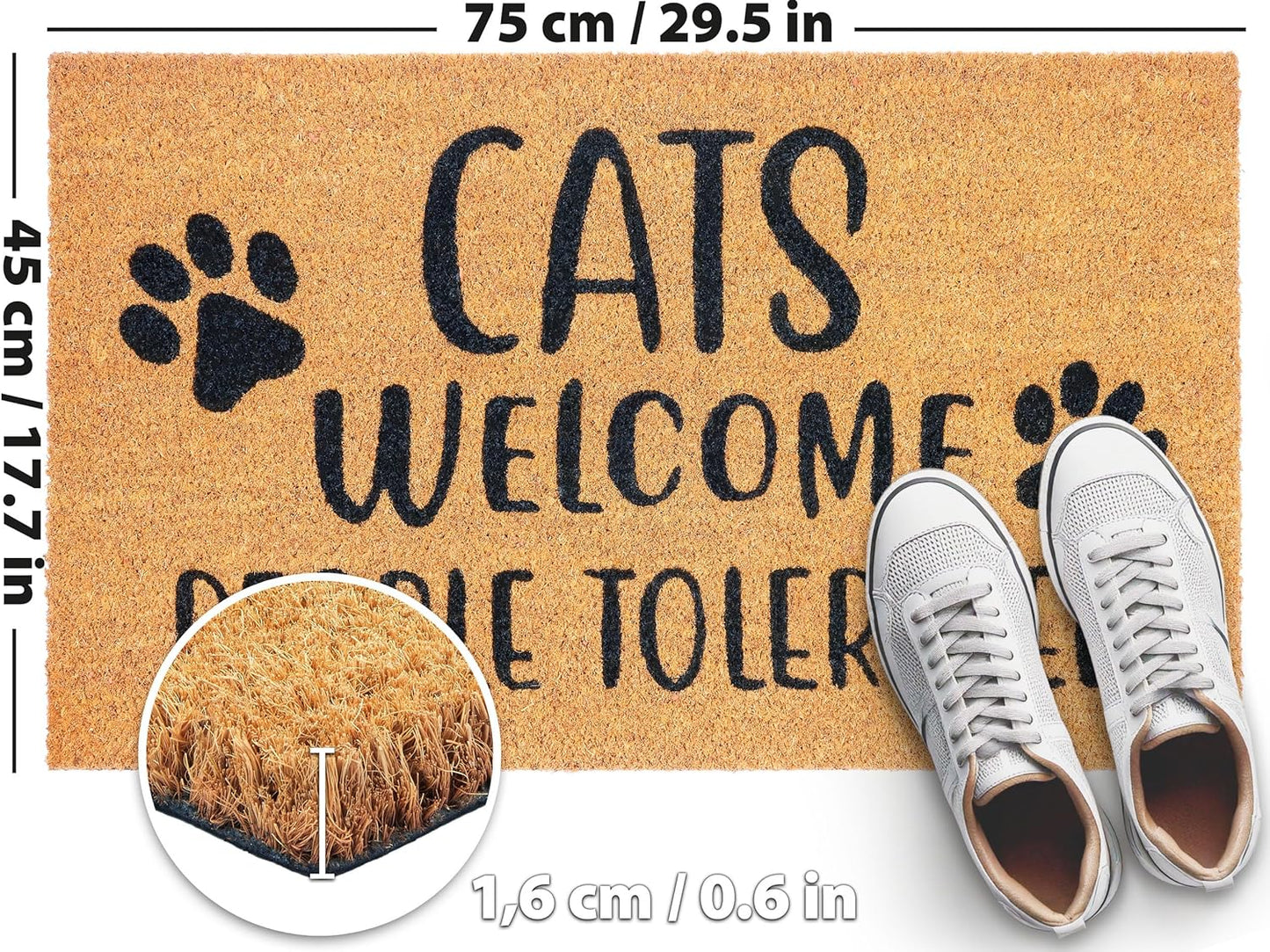 Antirutsch Fussmatte, Cats Welcome - People Tolerated