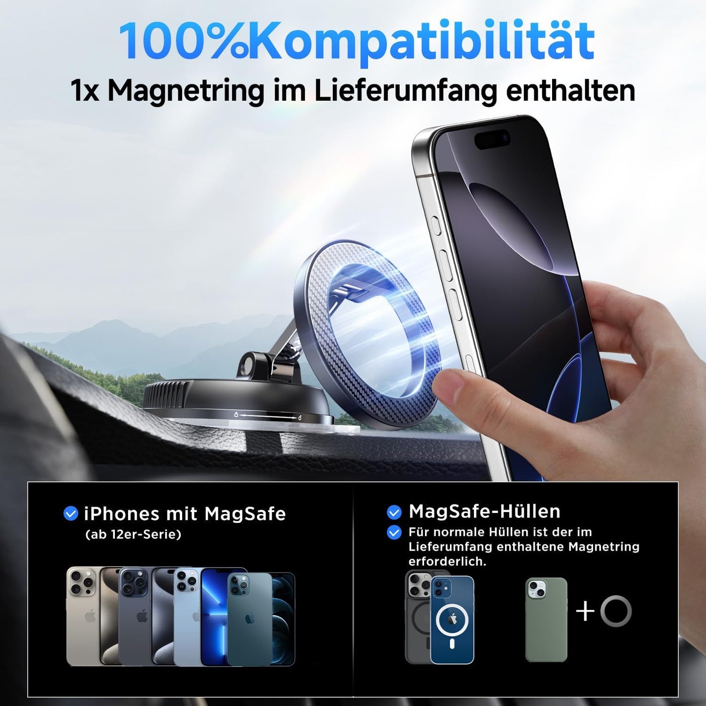 Magnetische Handyhalterung Auto, 360° drehbar, Terrakotta