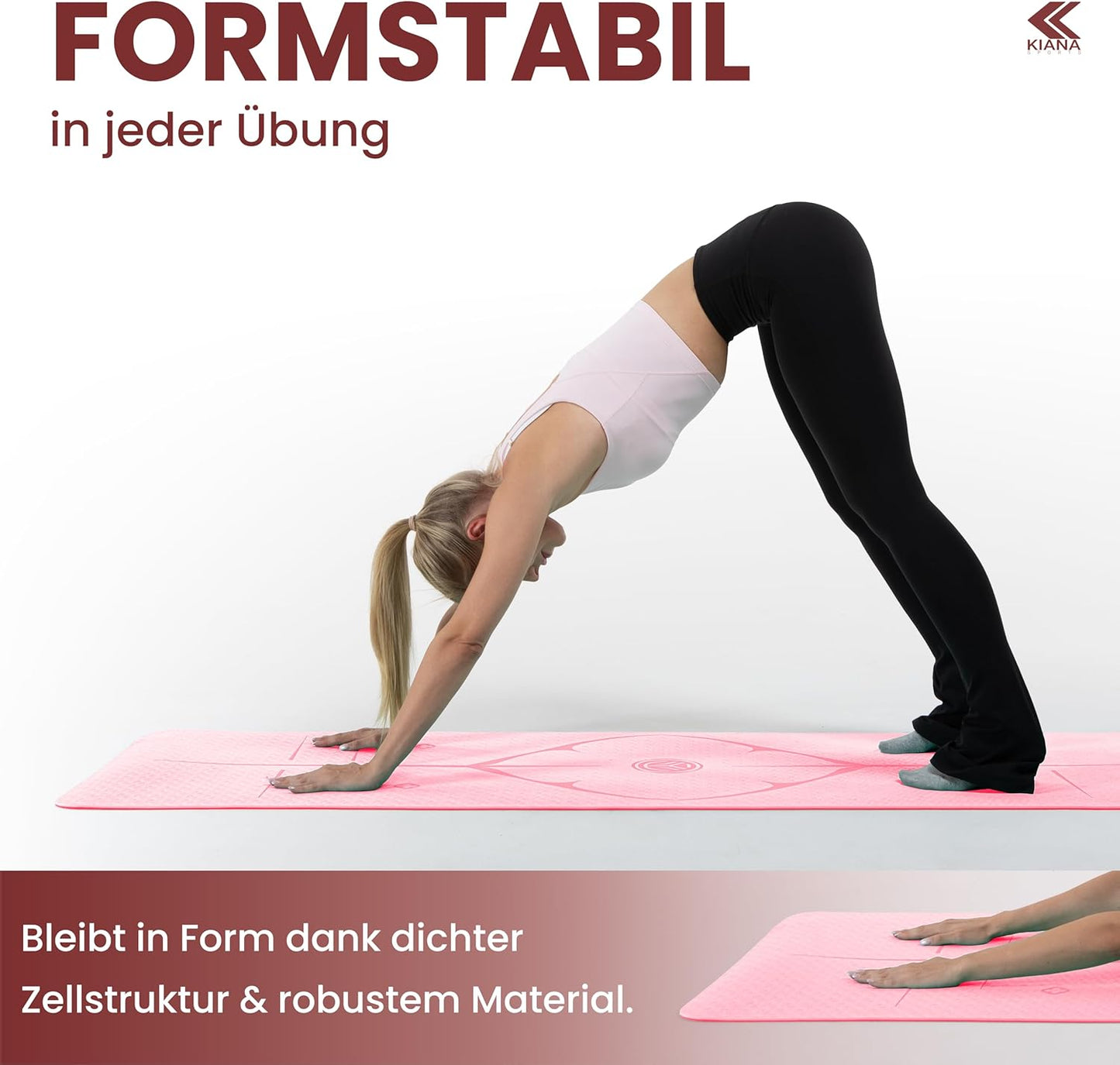 Rutschfeste Yoga- und Sportmatte 8 mm, 8 mm dick Rosa