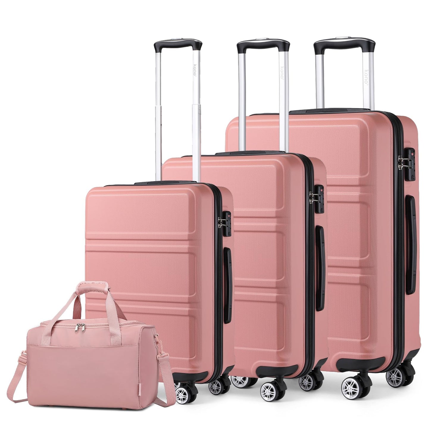 Hartschalen-Kofferset mit TSA-Schloss (4-teilig), Rosegold 55cm/65cm/74cm Gepäck-Sets