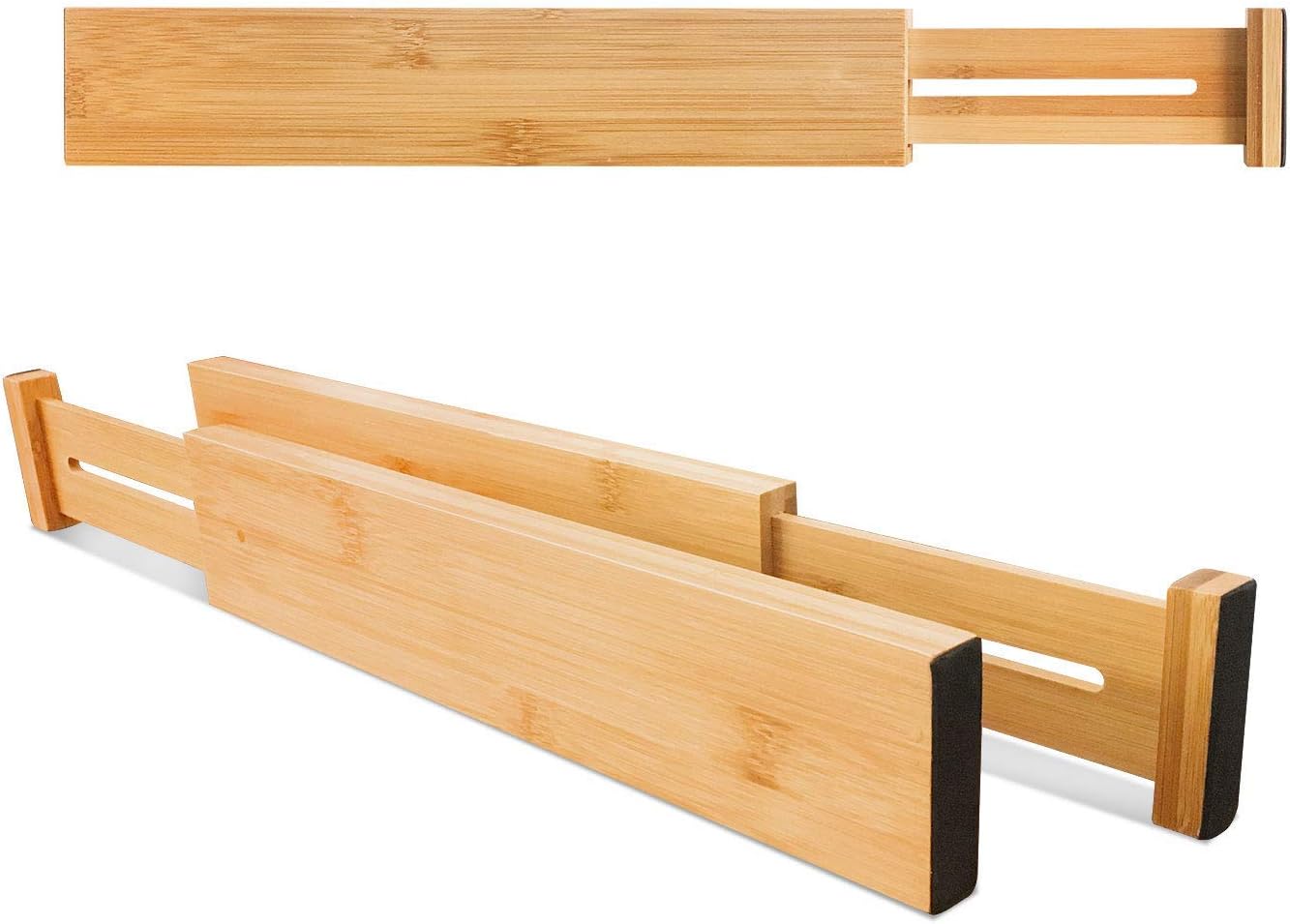 6er Set Verstellbare Bambus-Schubladentrenner, Groß